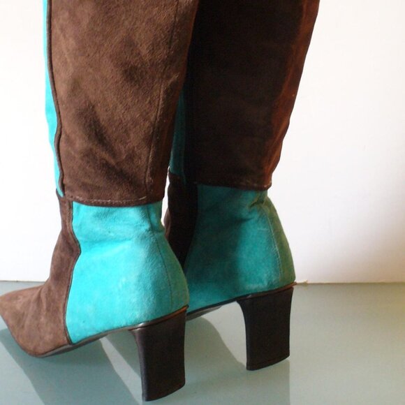70s Disco VTG Suede Bob Mackie color block boots Cher 8 hippie boho y2k 80s 90s - Picture 6 of 10